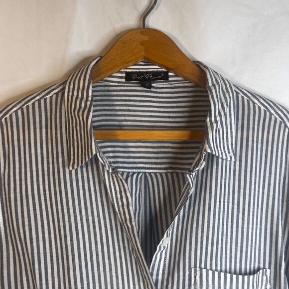 Velvet Heart Striped Tie Waist Super Soft Button Front Shirt Size Medium - Picture 3 of 10